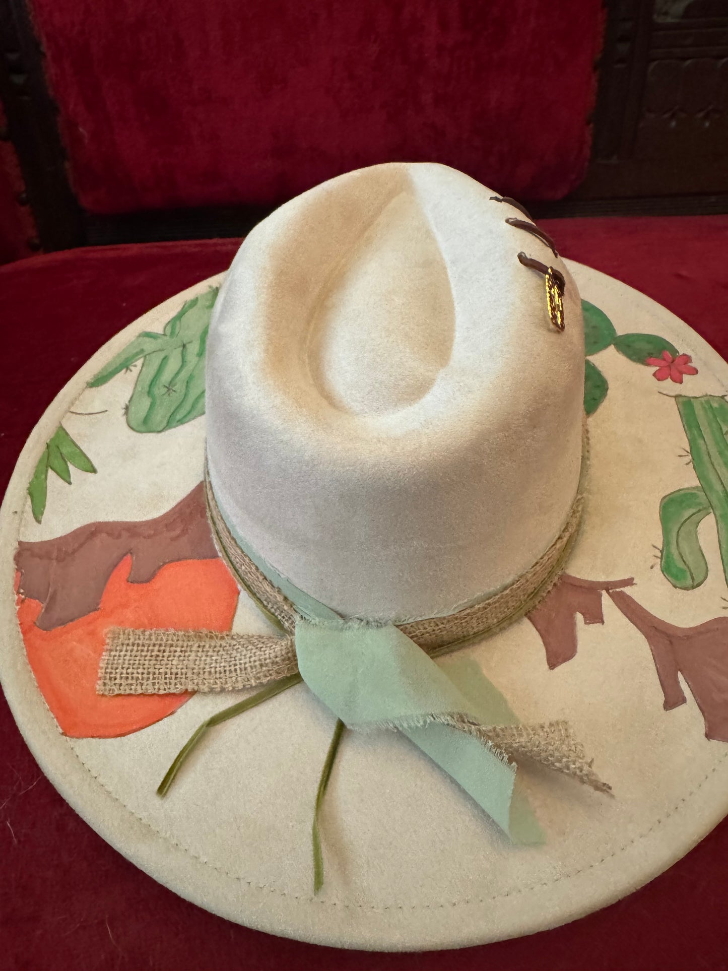 Cactus desert hat design hand painted