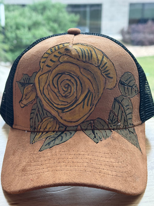 Yellow Rose Hand Painted Cap