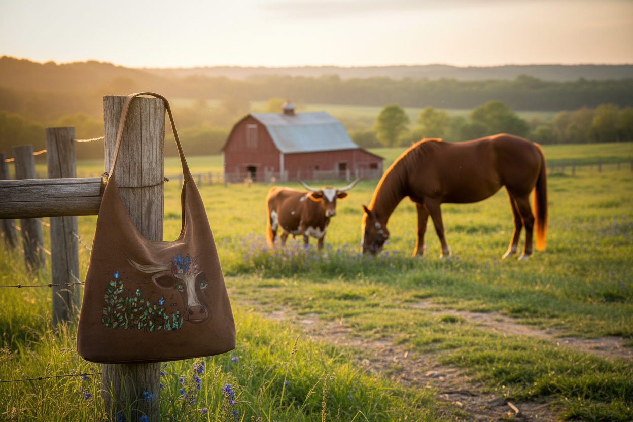 Country Cow and Horse Background